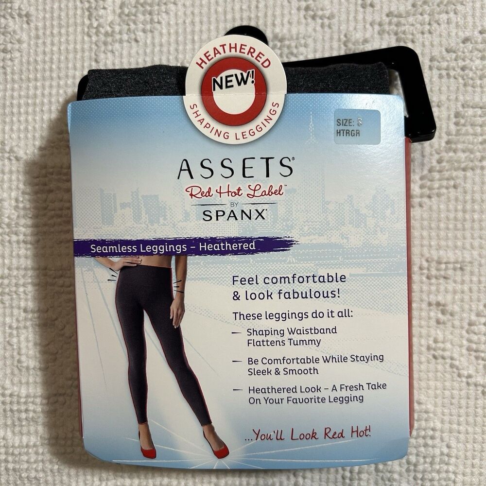 Spanx Seamless Heathered Leggings Size Small Assets Red Hot Label Glam Shaping